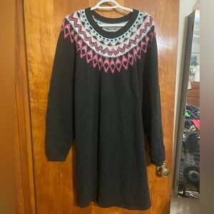 Falls Creek Black Sweater Dress with Pink and Gray Accents